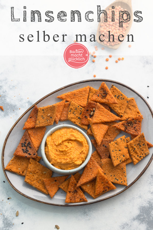Diese selbstgemachten Rote Linsen Chips sind knusprig, würzig und noch dazu gesund: vegan, fettarm, glutenfrei. Gleich testen!
