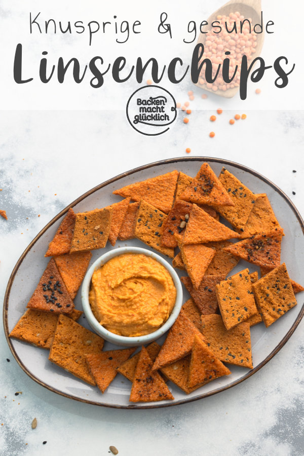 Diese selbstgemachten Rote Linsen Chips sind knusprig, würzig und noch dazu gesund: vegan, fettarm, glutenfrei. Gleich testen!