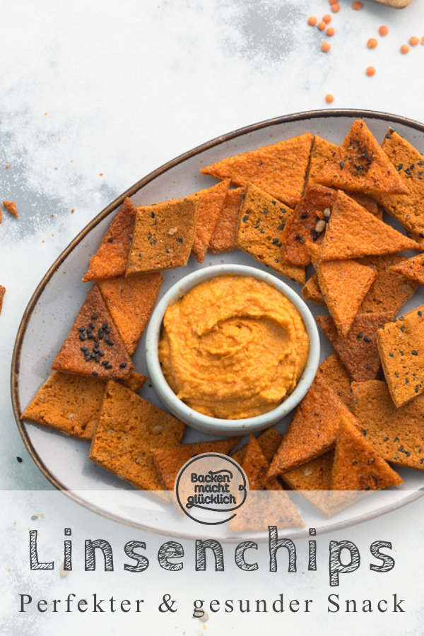 Diese selbstgemachten Rote Linsen Chips sind knusprig, würzig und noch dazu gesund: vegan, fettarm, glutenfrei. Gleich testen!
