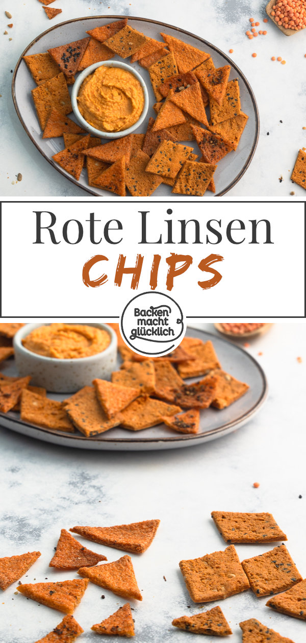 Diese selbstgemachten Rote Linsen Chips sind knusprig, würzig und noch dazu gesund: vegan, fettarm, glutenfrei. Gleich testen!