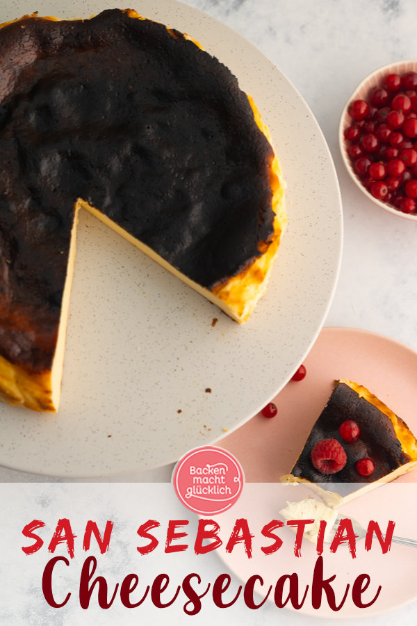 Baskischer Käsekuchen begeistert durch seine geniale Konsistenz. Einfache Variante nach dem San Sebastian Cheesecake Originalrezept