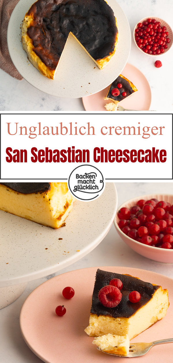 Baskischer Käsekuchen begeistert durch seine geniale Konsistenz. Einfache Variante nach dem San Sebastian Cheesecake Originalrezept