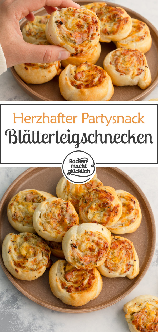 Schnelles Rezept für einfaches Fingerfood. Die Blätterteigschnecken sind idealer Snack für Silvester. Die einfachen Blätterteigschnecken machen sich super auf jedem Silvesterbuffet.