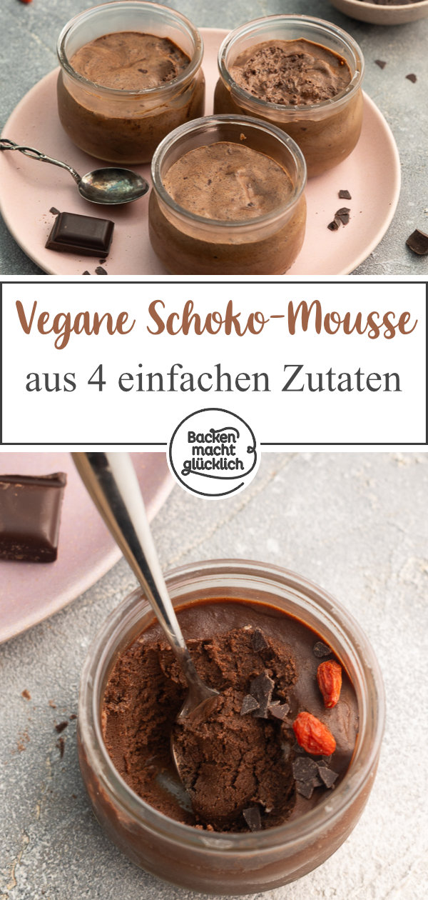 Himmlische vegane Schokomousse, die komplett ohne seltsame Zutaten wie Tofu, Kichererbse oder Avocado auskommt