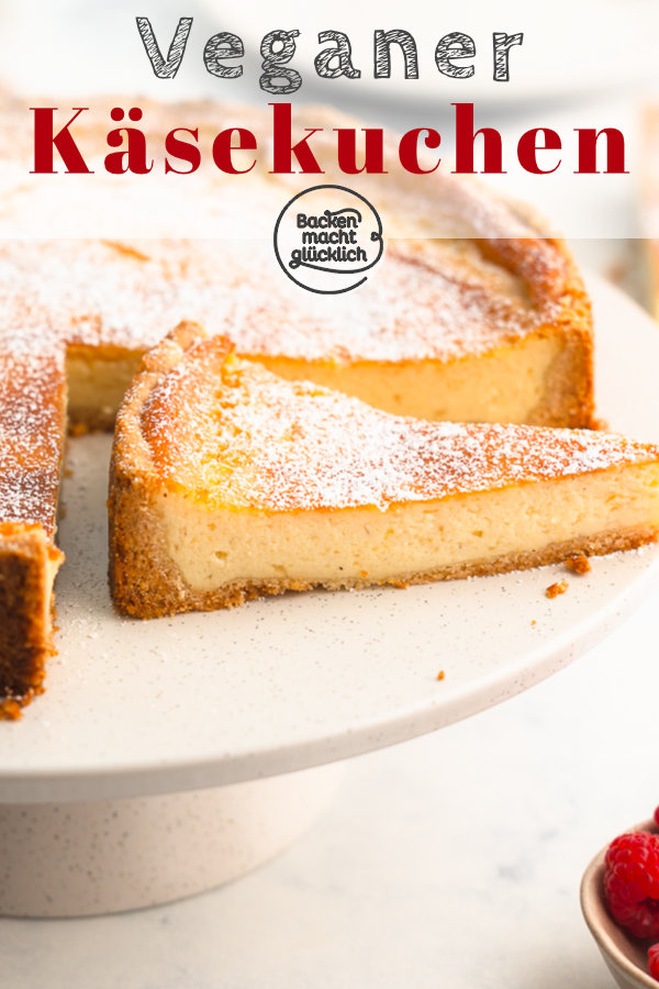 Knusprig-mürber Boden, cremiger Belag: Kaum zu glauben, dass dieser Käsekuchen vegan ist! Unser einfaches Rezept werdet ihr lieben ♥