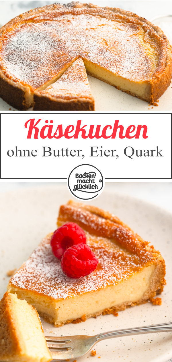 Knusprig-mürber Boden, cremiger Belag: Kaum zu glauben, dass dieser Käsekuchen vegan ist! Unser einfaches Rezept werdet ihr lieben ♥