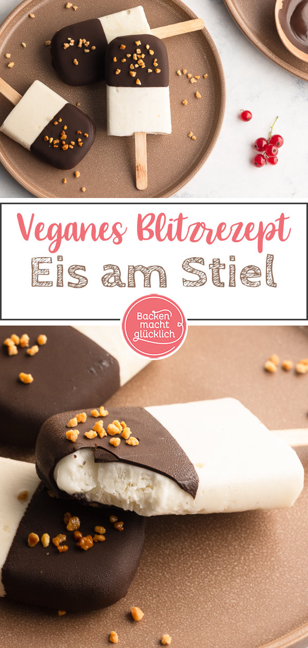 4 Zutaten, 15 Minuten Aufwand, fertig ist ein feines Stiel-Eis ohne Milch, Sahne, Joghurt und Co