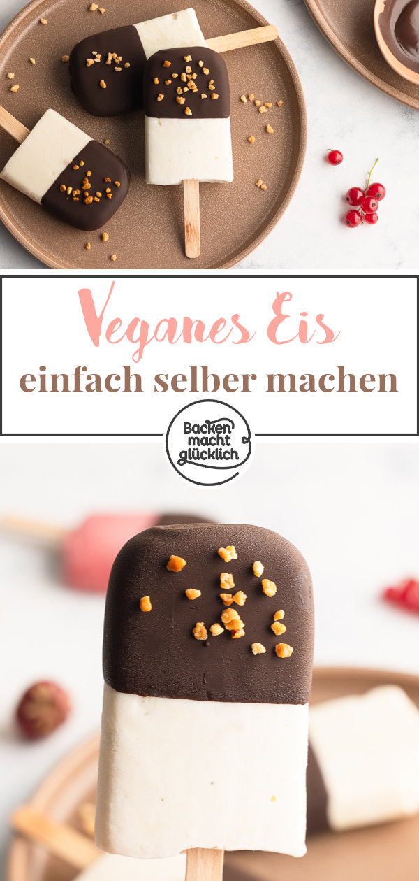 4 Zutaten, 15 Minuten Aufwand, fertig ist ein feines Stiel-Eis ohne Milch, Sahne, Joghurt und Co