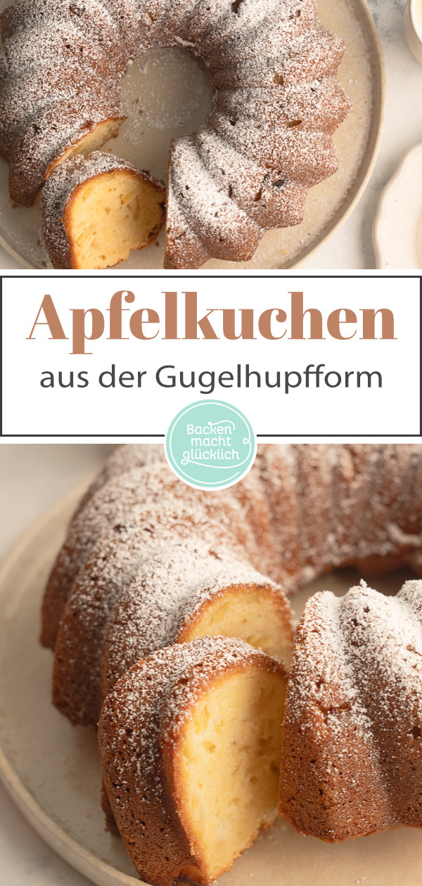 Einfaches Rezept für einen flaumigen Gugelhupf mit Apfelstückchen: Kommt immer gut an