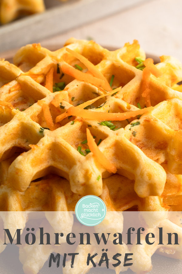 Schnelle pikante Waffeln mit Karotten, die außen schön knusprig und innen saftig werden.