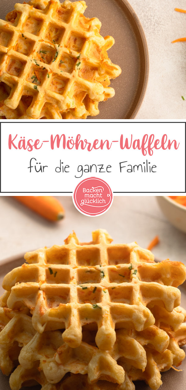 Schnelle pikante Waffeln mit Karotten, die außen schön knusprig und innen saftig werden.