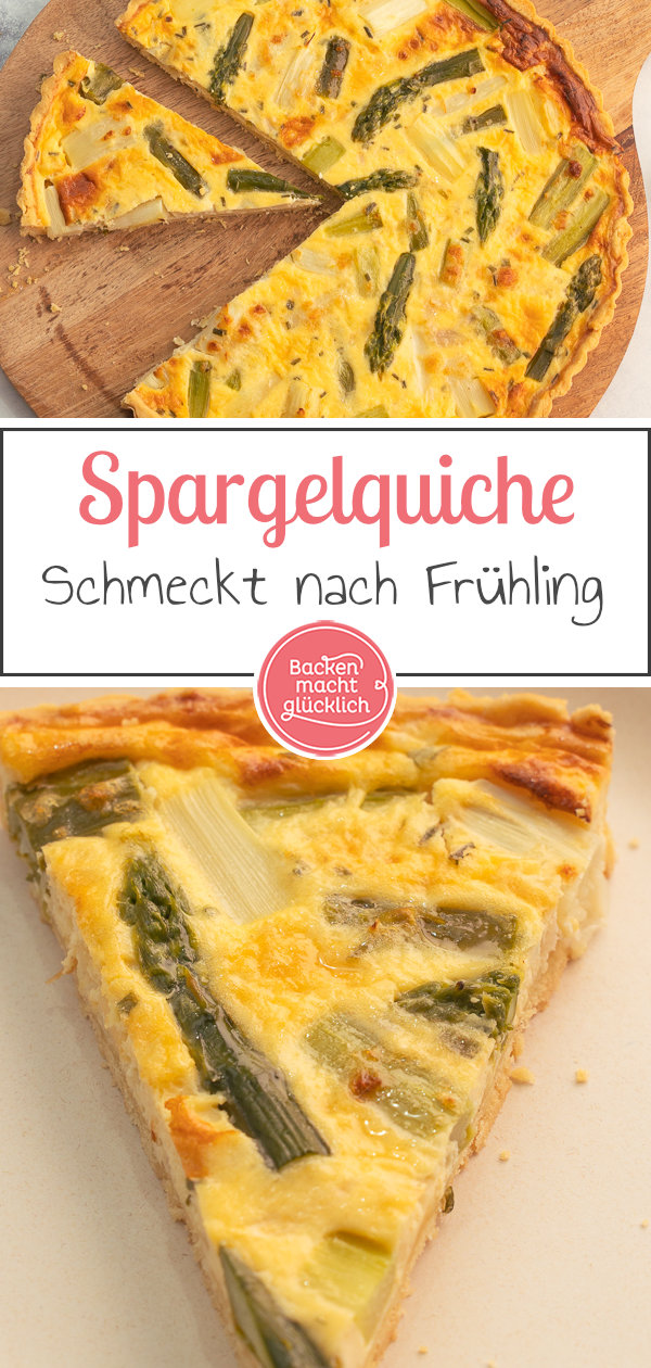 Herzhafte Quiche mit Spargel, knusprigem Boden und cremigem Guss. Ein tolles Frühlingsrezept!