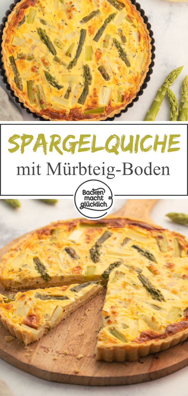 Herzhafte Quiche mit Spargel, knusprigem Boden und cremigem Guss. Ein tolles Frühlingsrezept!