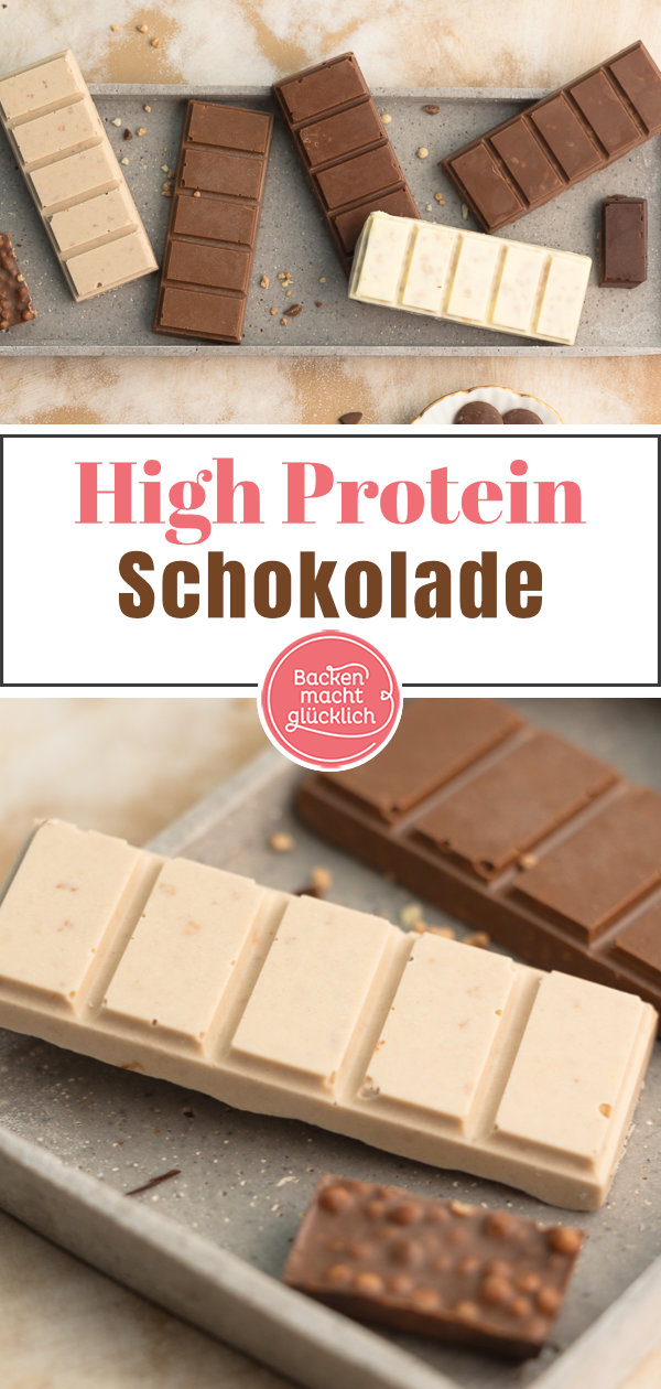 Einfaches 5-Minuten-Rezept für zuckerfreie High Protein Schoko-Tafeln, die besser schmecken als gekaufte ♥