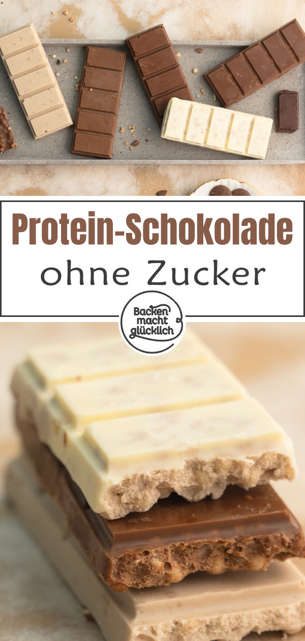 Einfaches 5-Minuten-Rezept für zuckerfreie High Protein Schoko-Tafeln, die besser schmecken als gekaufte ♥