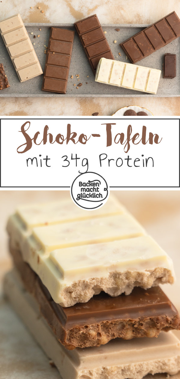 Einfaches 5-Minuten-Rezept für zuckerfreie High Protein Schoko-Tafeln, die besser schmecken als gekaufte ♥