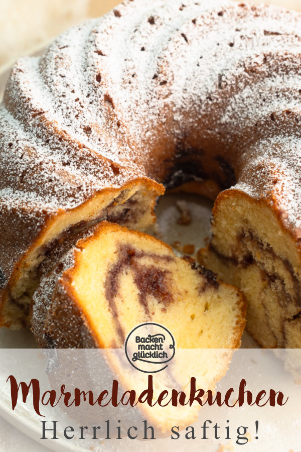 Herrlich saftiger Marmeladen-Kuchen mit Rührteig und schönem Swirl. Eignet sich perfekt für Marmeladen-Reste